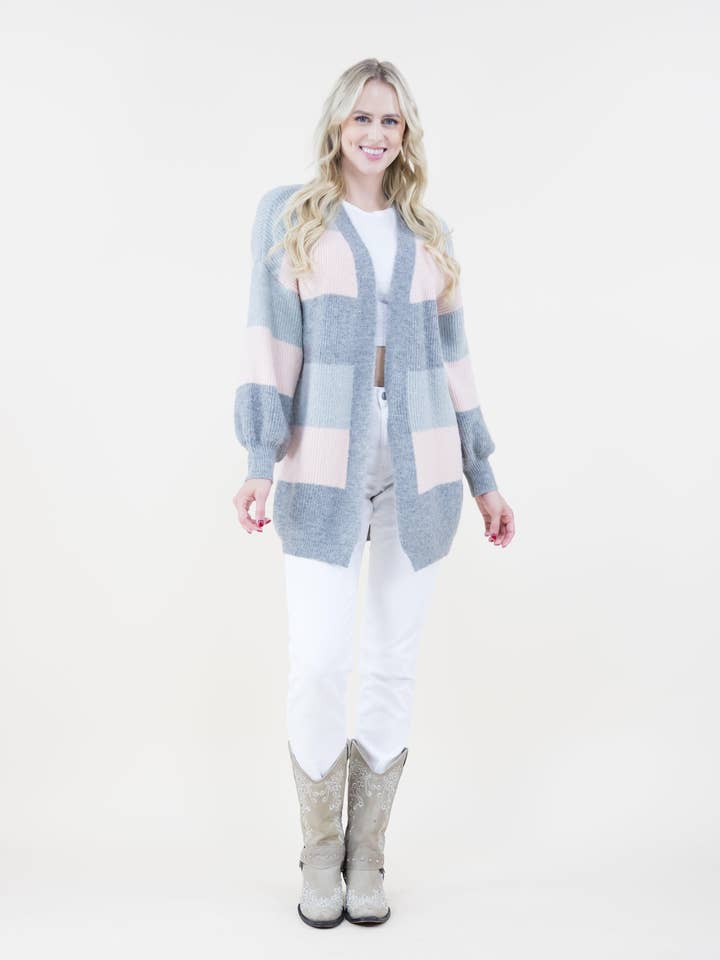 Original USA - Wholesale Cardigan - Women's - Knitted Stripe Cardigan5