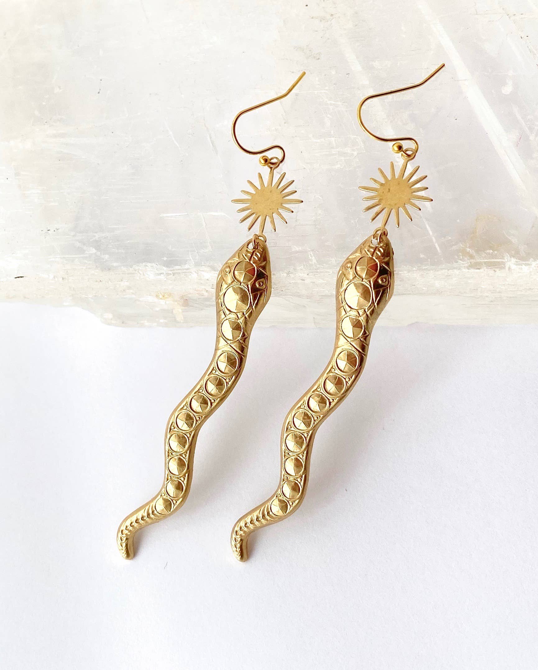 Red Truck Designs - Wholesale Dangle Earrings - Snake Desert Sun Earrings Gold Rattlesnake Southwest3