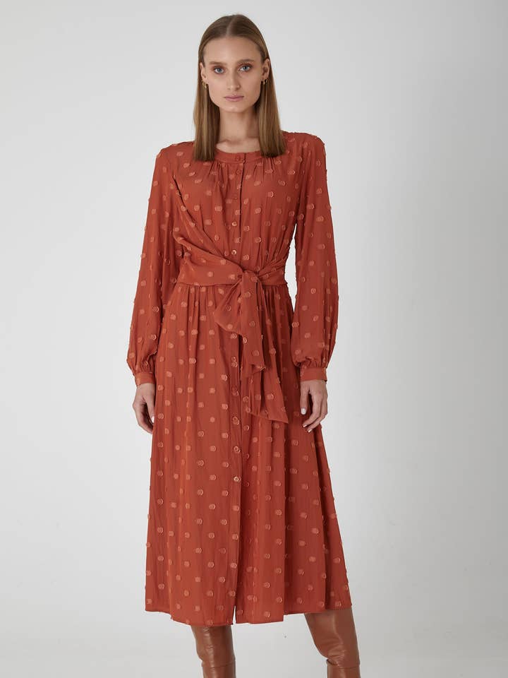 Claremont Midi Dress - Burnt Orange for wholesale by Allora