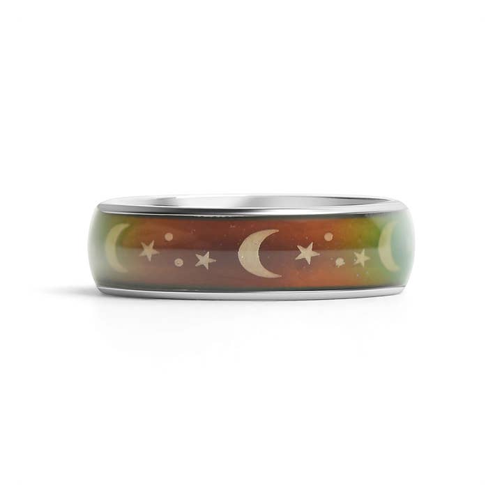 WJW - Wholesale Band/Stacked Ring - Mood Band With Stars And Moons Stainless Steel Ring