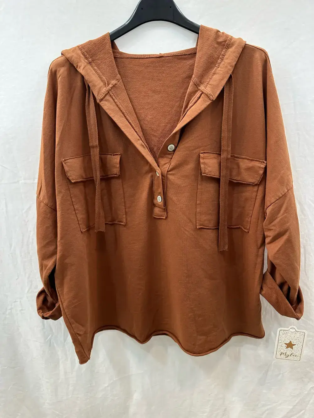 Mimi & Gogo - Wholesale Hoodie - Dames - Mimi & Gogo katoenen hoodie met zakken en knoopsluiting30