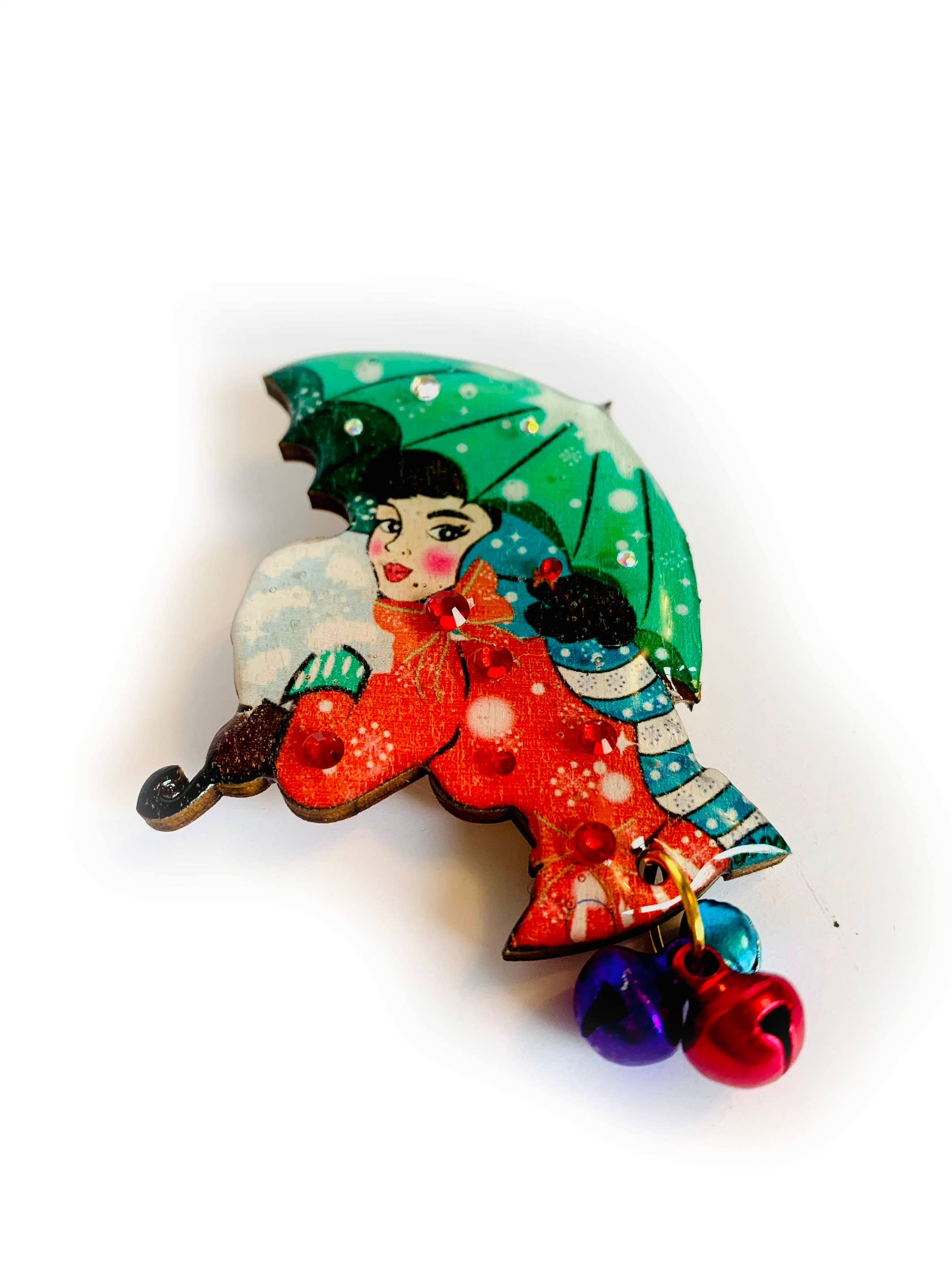 Rosie Rose Parker - Wholesale Brooch - Winter umbrella Christmas brooch Christmas jewellery festive6