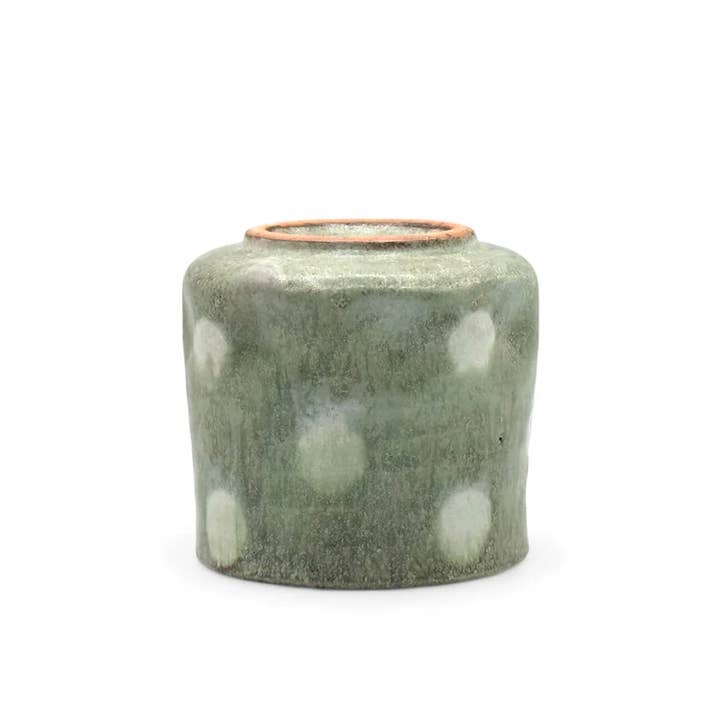 Inoue Tea - Wholesale Coffee/Tea Cup - Gin Aya Polka Dot Mino-yaki Yunomi by Kimura - Japanese Teacup