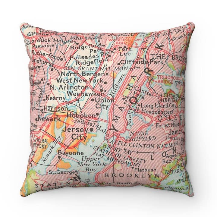 New York City NYC Map Throw Pillow for wholesale by Daisy Mae Designs