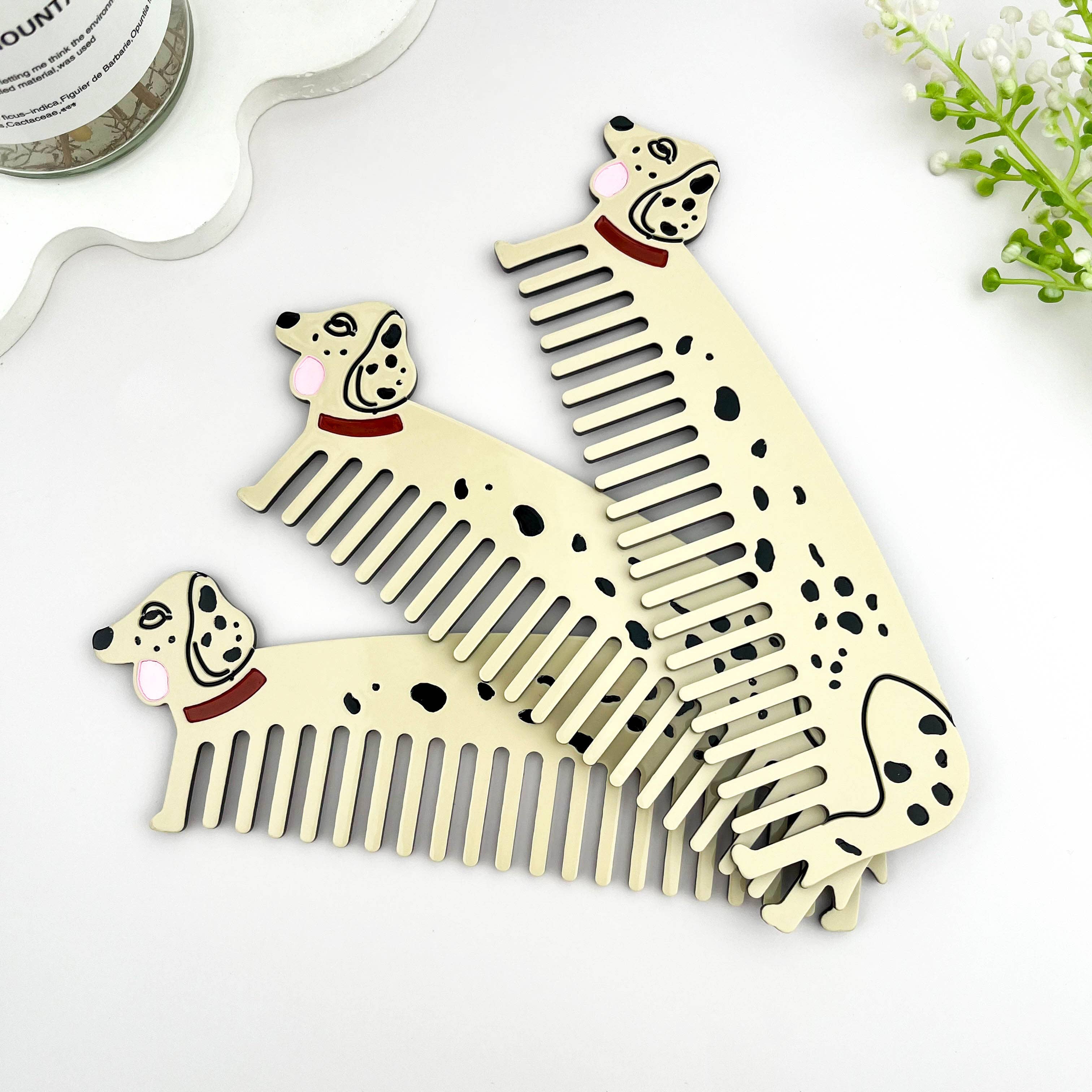 mildstyles – wholesale Hårklämma - Dam – Bedårande Dalmatiner Hårklämma i Acetat & Hundkam Set1