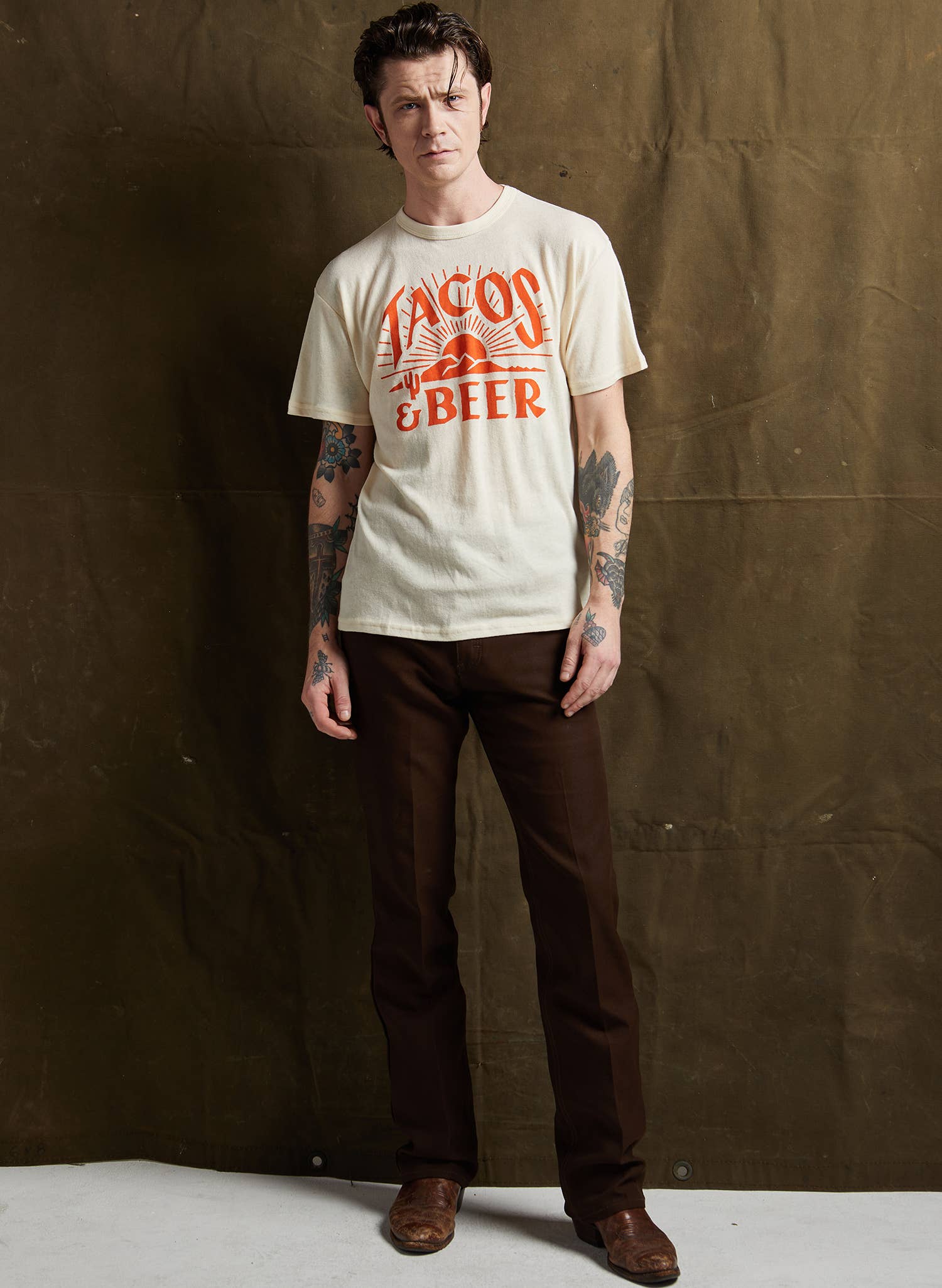 Pyknic - Wholesale Screen Printed T-Shirt - Unisex - Tacos & Beer Western Vintage Style Tee for Men & Women8