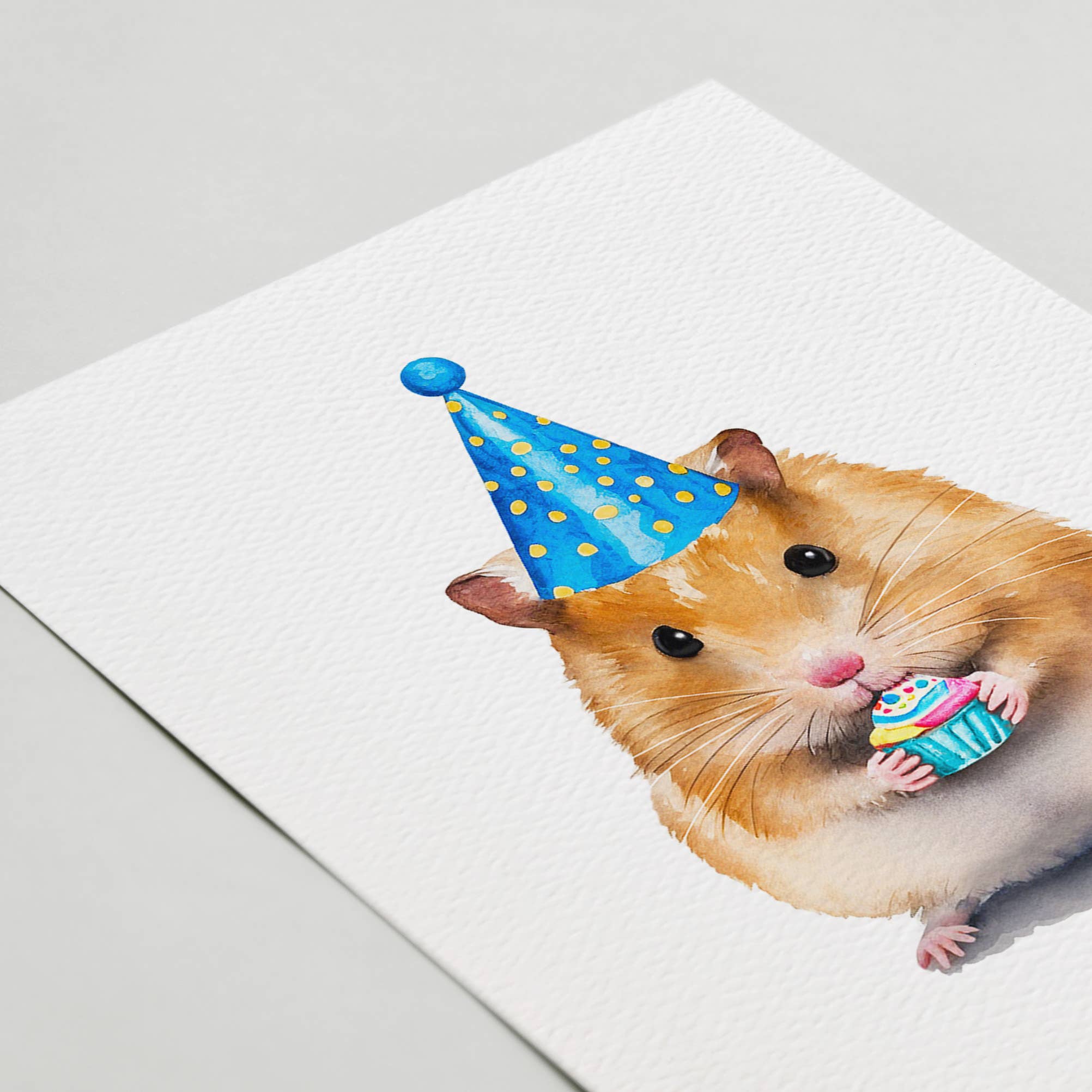 Blue Thistle - Vente Cartes d'anniversaire - Carte de gâteau d'anniversaire en forme de hamster, jolie carte de joyeux anniversaire avec un animal1