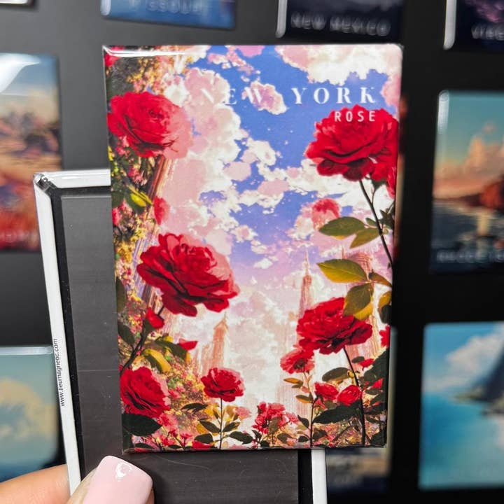 Aimant Fleur de New York | Rose | Illustré à la Main pour la vente par Tieu Magnetic