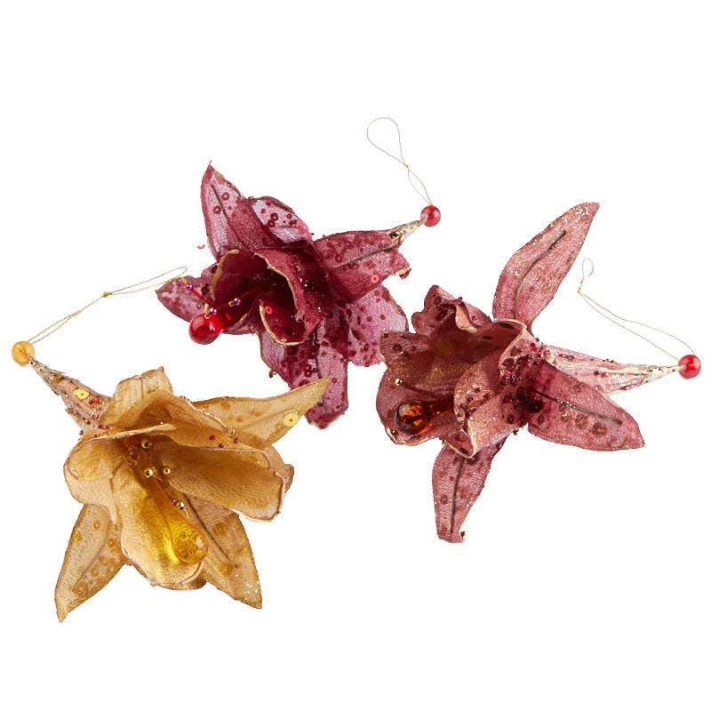 Factory Direct Craft - Wholesale Ornament Set - Sequined Amaryllis Christmas Ornament3