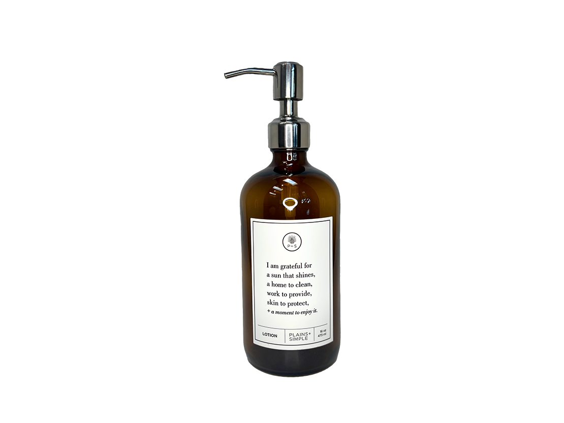 Plains + Simple - Wholesale Soap Dispenser - I Am Grateful Amber Glass Reusable Soap/Lotion Dispenser5