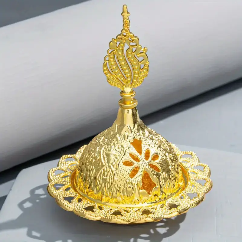 Magnifique Hearts - Wholesale Incense Holder - Middle Eastern Golden Incense Burner, Elegant Ornamental2