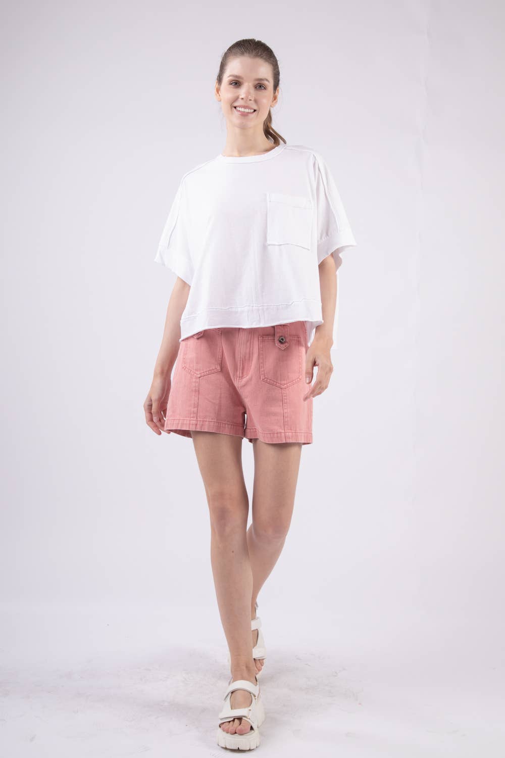 VERY J - Vente Short – femme - Short en jean délavé taille haute style Y2K3