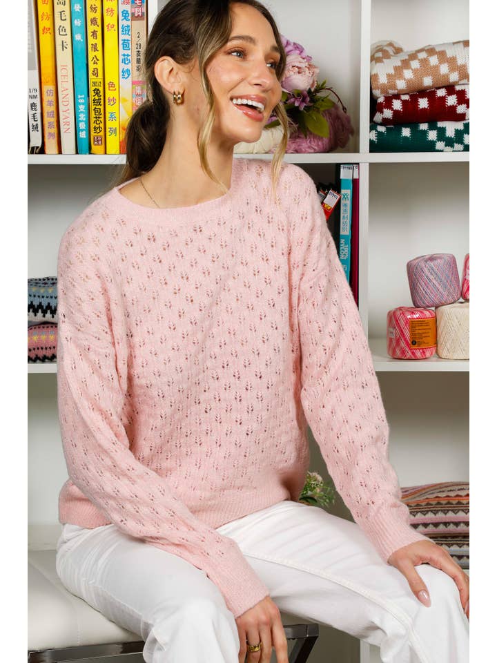 Vine & Love - Vente Pull en maille – femme - Pull en crochet tricoté en fil pailleté texturé VT8200711