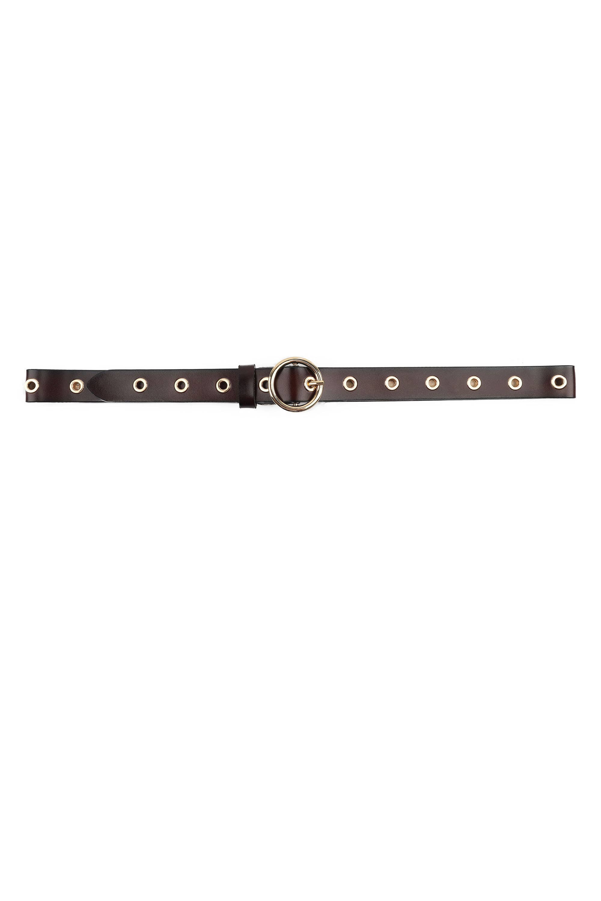 PHANIE MODE - Wholesale Belt - Women's - Round buckle leather belt with eyelets C-63412