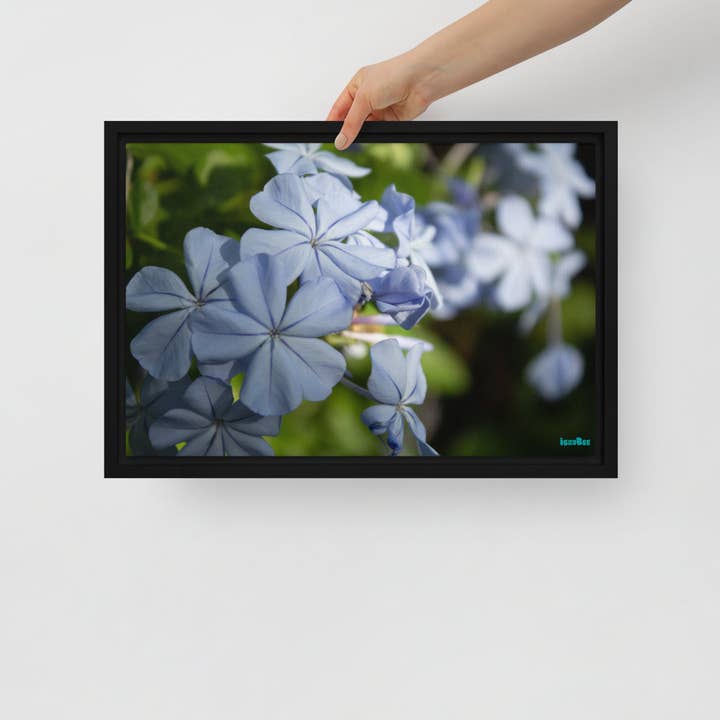 Blue Flower Framed 12 inch by 18 inch canvas for wholesale by IszyBee Arts