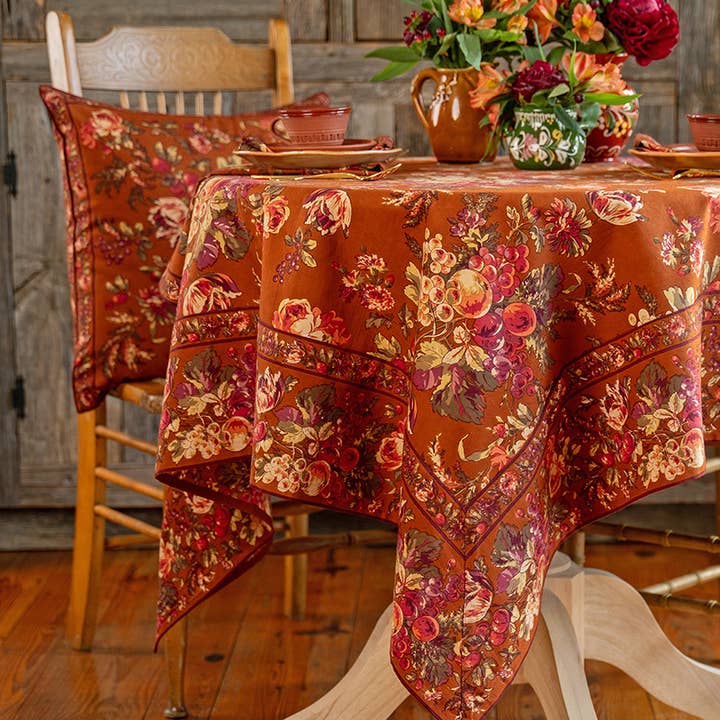 Bountiful Harvest Tablecloth - Rust for wholesale by April Cornell