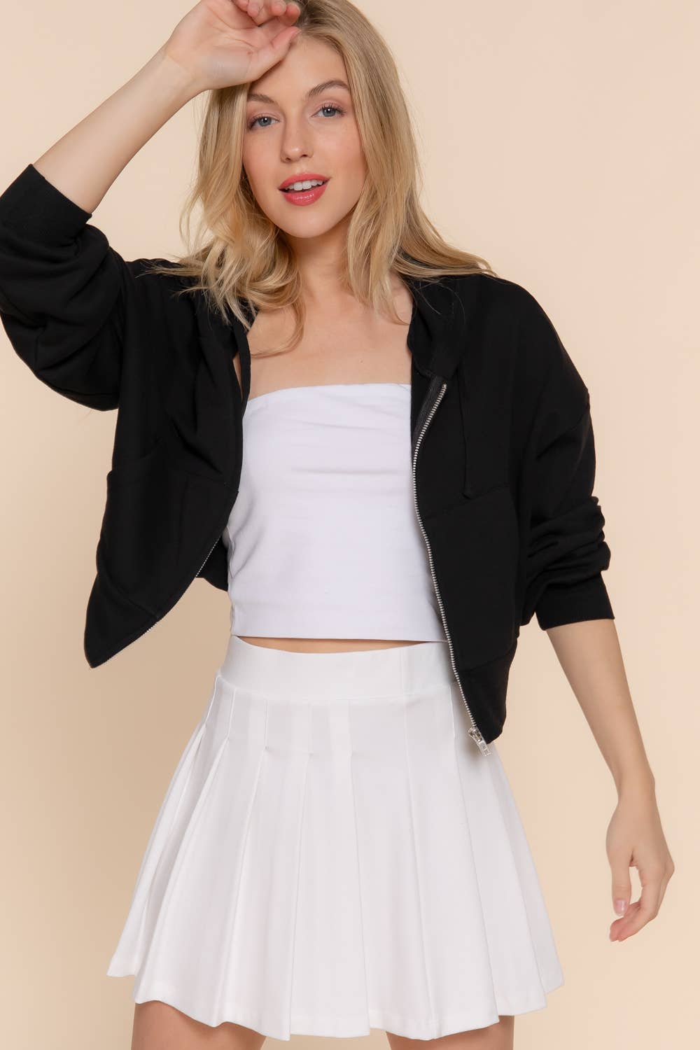 Active Basic | Active USA - Vente Sweat à capuche – femme - Veste à capuche zippée manches longues en French Terry0