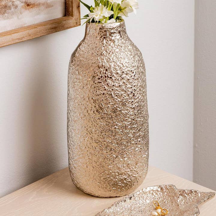Jarrón de Aluminio Texturizado (Paquete/02) para venta al por mayor de Audrey's Home & Gift