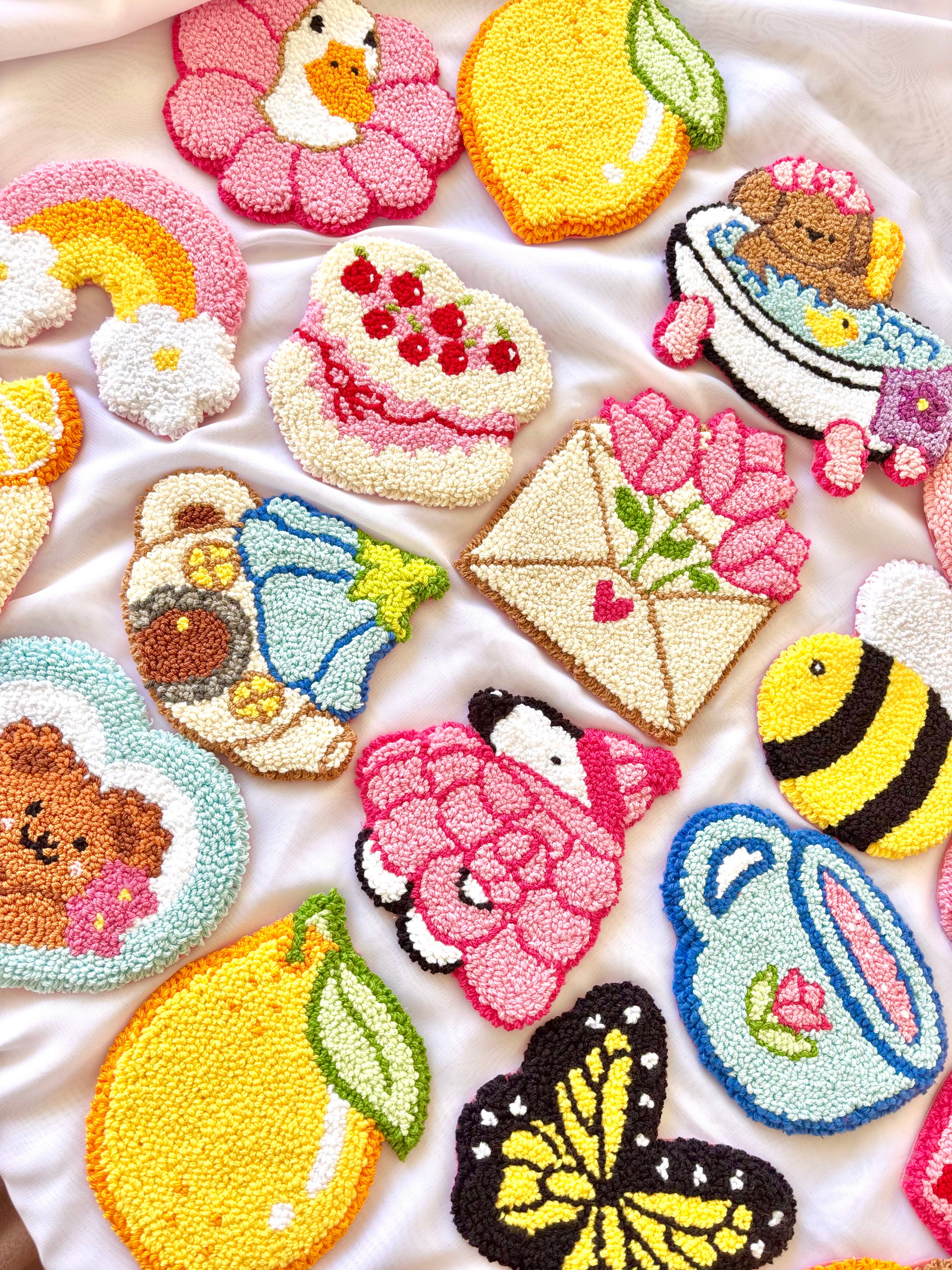 Honey Punches - Wholesale Coasters - Handmade punch needle mug rugs, coasters for coffee lovers2