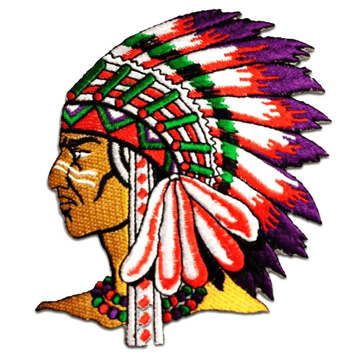 multicolored Iron-on patch - Indian chief for wholesale on Faire