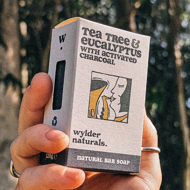 Tea Tree & Eucalyptus with Activated Charcoal Natural Soap for wholesale by Wylder Naturals
