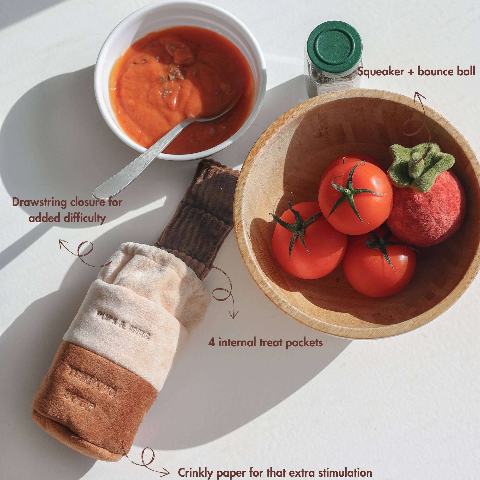 Pups & Bubs - Wholesale Piepspeeltje - Hond - Tomatensoep Neuswerk Speelgoed | Snuffelspeelgoed met Pieper3