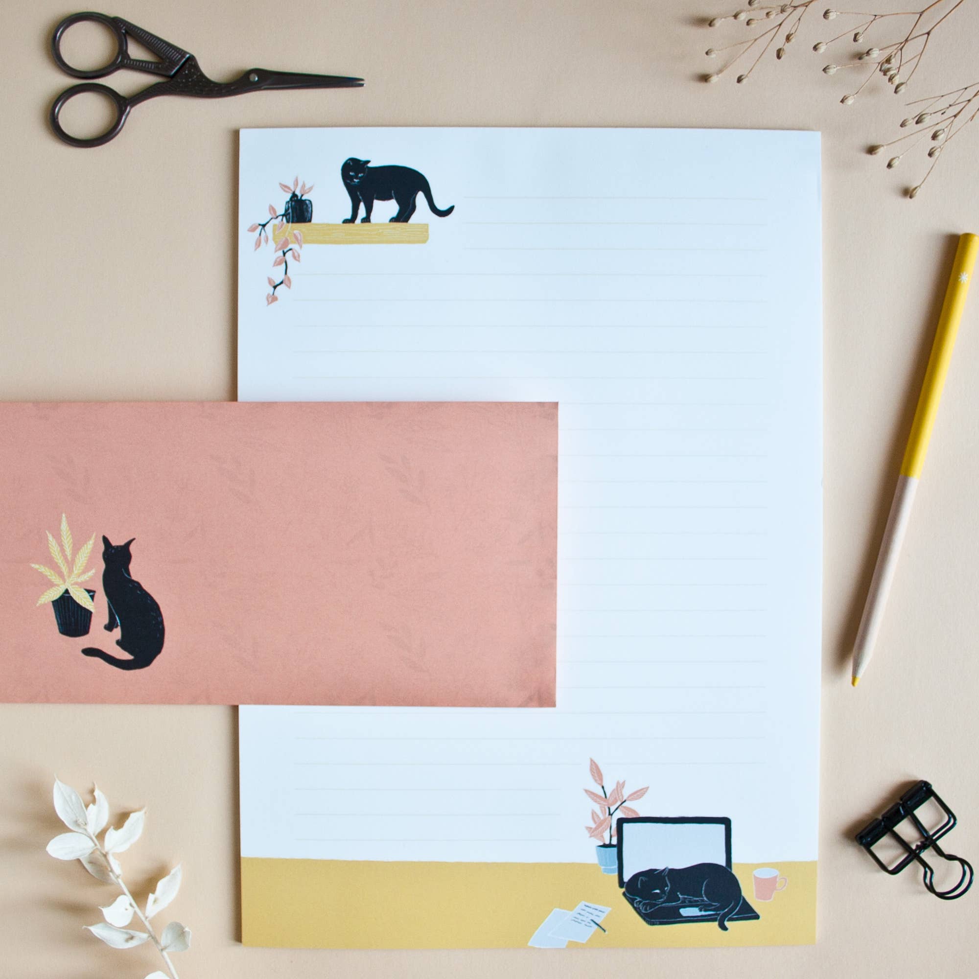 Katja Rub - Wholesale Stationery/Notecard Set - Stationery set cats, A4 notepad & 10 envelopes4