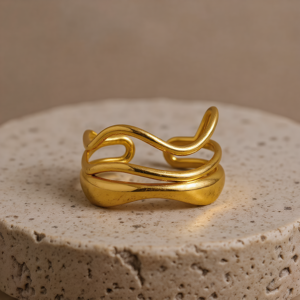 Katinki - Wholesale Cocktail/Statement Ring - Lyra Abstract Statement Ring – 18K Gold Plated Stainless1