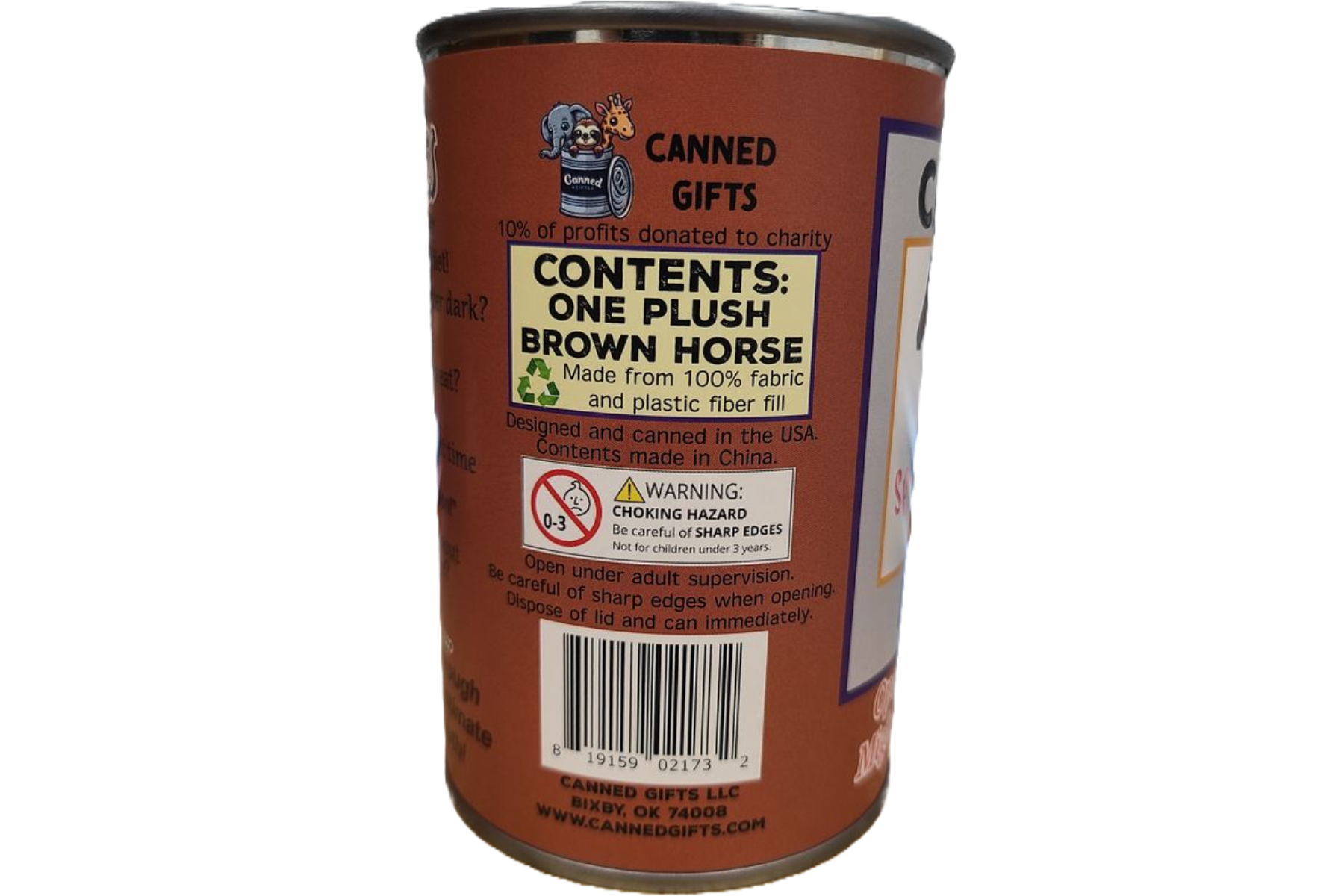 Canned Gifts - Vendita all'ingrosso Peluche - Bambini e neonati - Spirit, il cavallo in lattina - Peluche ecologico realizzato con materiali riciclati6