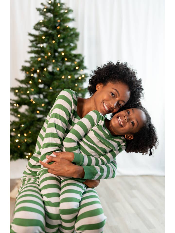 Leveret Pajamas - Wholesale Sleepwear Set - Women's - Womens Two Piece Cotton Pajamas Stripes for Christmas11