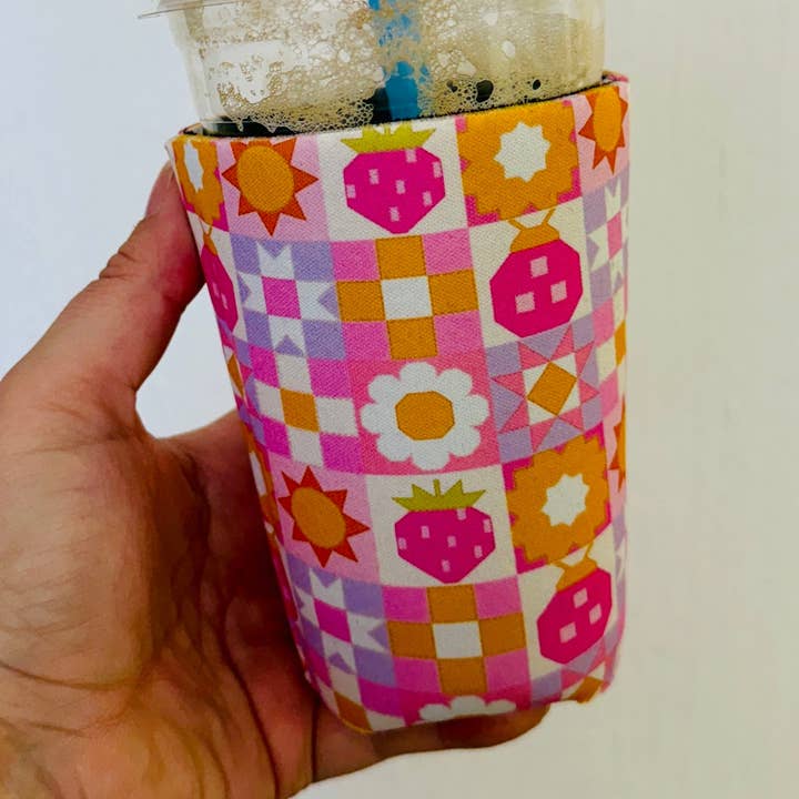 Iced Coffee Sleeve, Colorful Ladybug Patchwork for wholesale by Sonny Rising