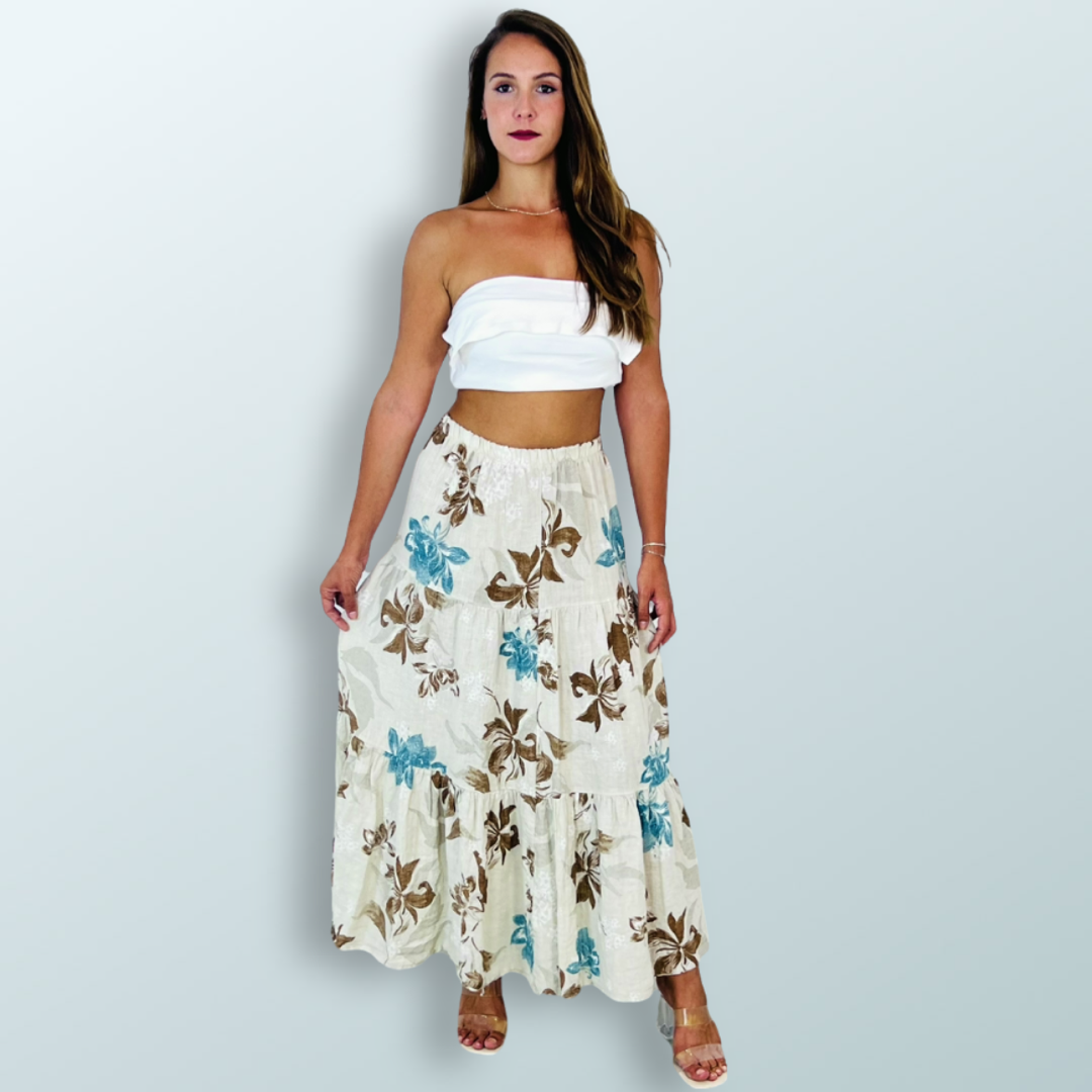 Linen & More - Wholesale Skirt - Women's - REF 80202 100% LINEN PRINTED SKIRT9