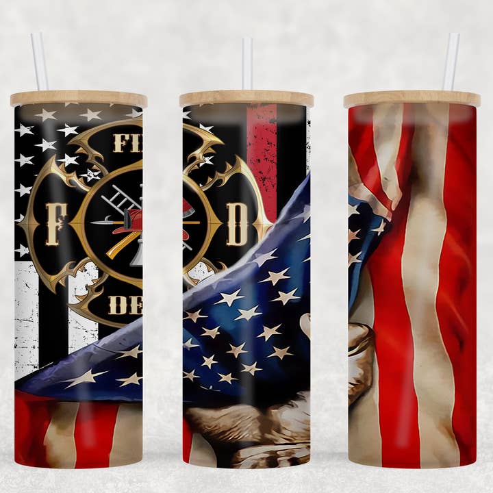 Thin Blue Line Police Thin Red Line Fire Back The Blue Back The Red Tumbler Koozie pour la vente par BreakOut Outfitters