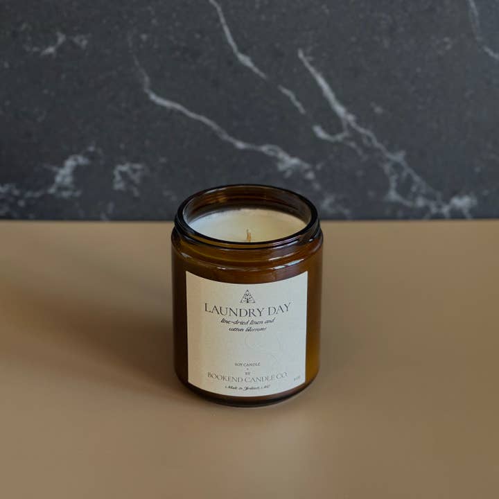 Laundry Day Soy Candle for wholesale by Bookend Candle Co.