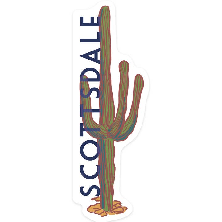 Lantern Press - Wholesale Sticker - STICKERS Scottsdale, Arizona, Cactus, Icon