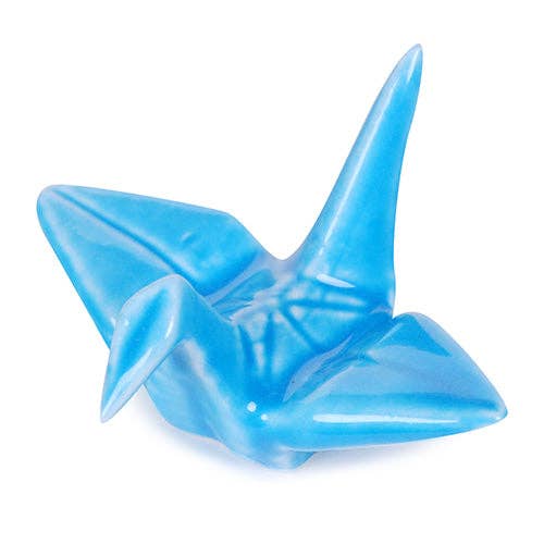 Urban Tokyo - Wholesale Spoon Rest - Origami Crane Porcelain Chopsticks Rest 2"L Blue