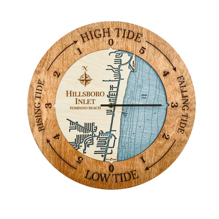 Sea & Soul Nautical Chart Art - Wholesale Wall Clock - Florida East Coast Nautical Chart Tide Clock-Many Locations75