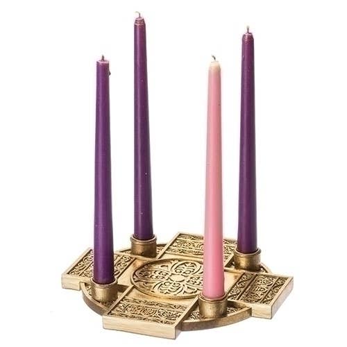 Roman - Wholesale Candle Holder - Cross Advent Candle Holder Gold Finish; Candles Not included0