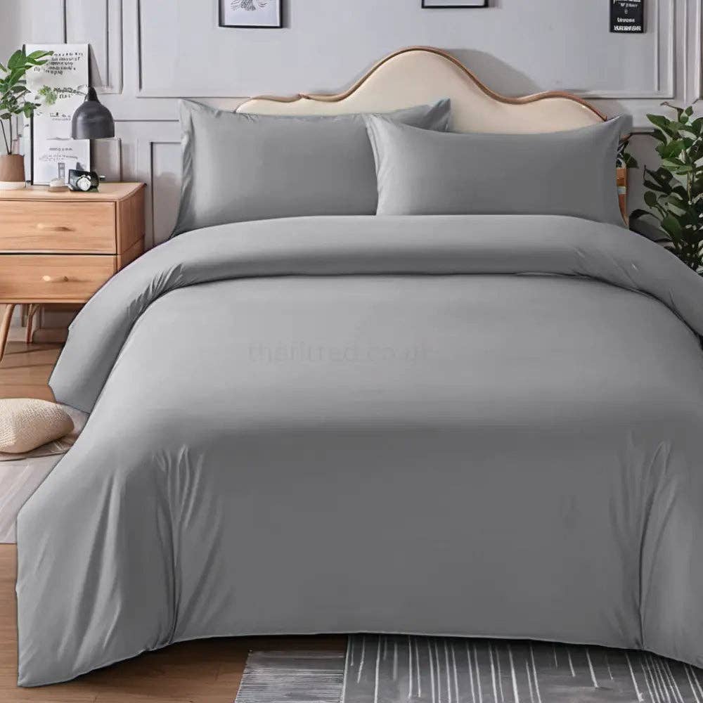 The Fitted Sheets – wholesale Bedding set – Grey Mfiber Plain Duvet Cover Set with Matching Pillowcase5