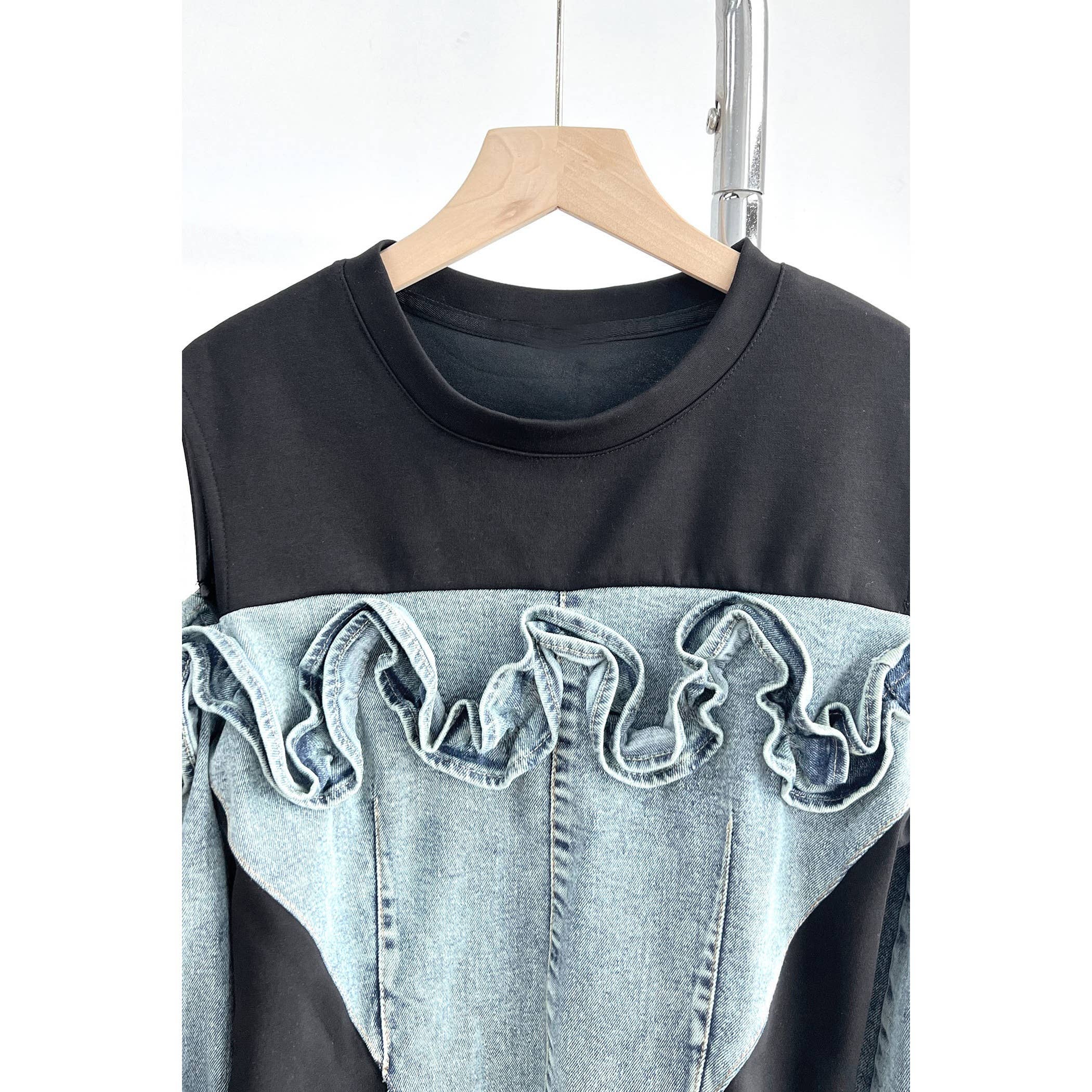 XHHH Inc - Wholesale Dress - Women's - Off the Shoulder Denim Contrast Dress7