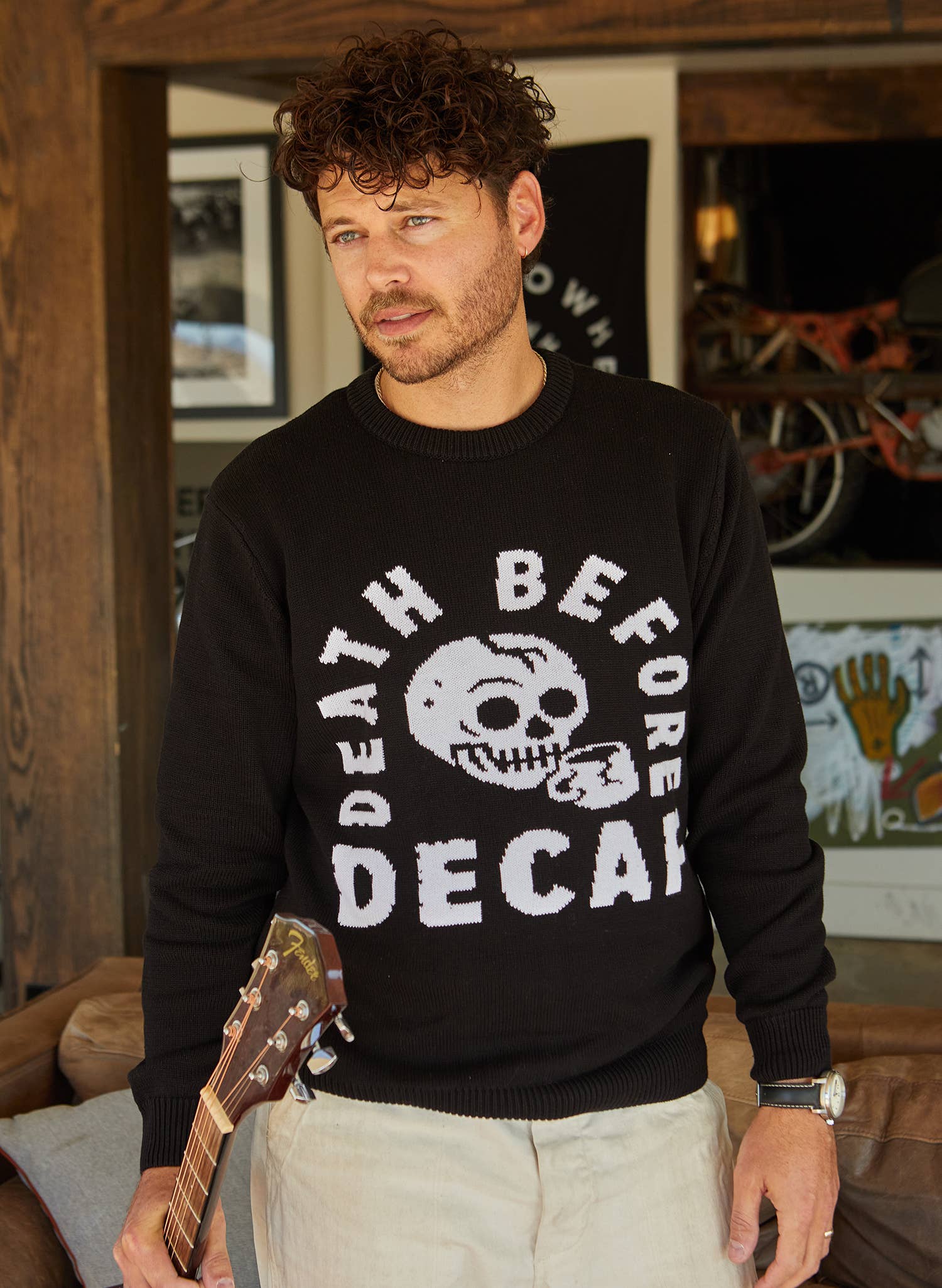 Pyknic - Wholesale Knit Sweater - Unisex - Death Before Decaf Coffee Knit Pullover Sweater0
