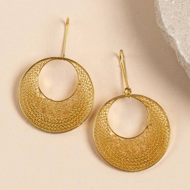Anna Fan Drop Earrings Gold 24k for wholesale by Alejandra Collective