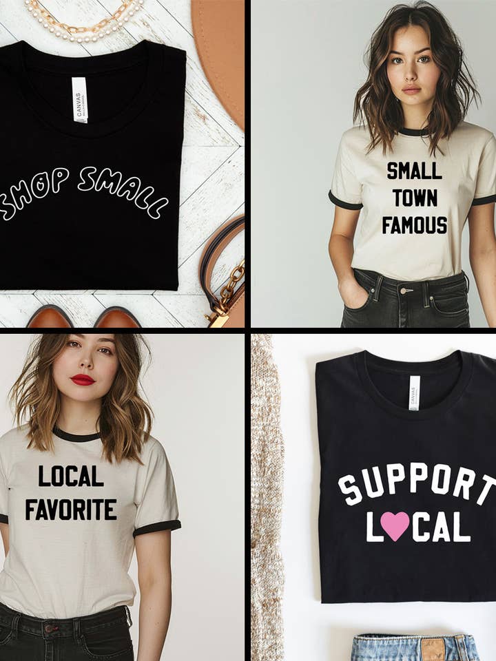 Mugsby - Wholesale Shirt - Women's - Small Town Famous Ringer Shirt, Ringer Tee, Small Town