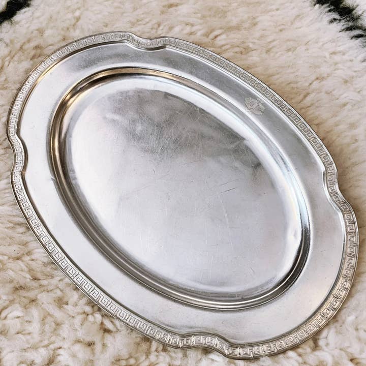 Tabuleiro banhado a prata antiga da Linha de Ferro Central de Illinois por atacado de Batterby House