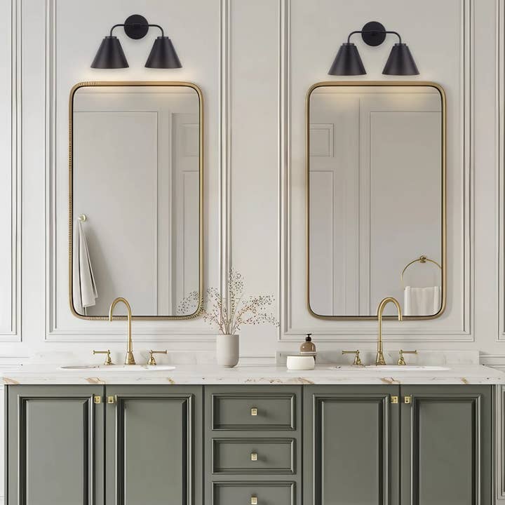 Brio Lighting - Vente Lustre/Suspension - Lampe de vanité moderne à 2 lumières noire Loft Lantern5