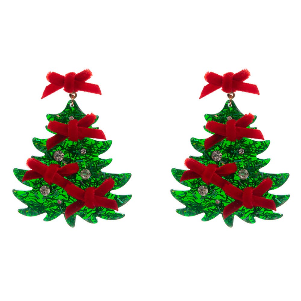 Sensibling Corp. - Vente Boucles d'oreilles pendantes - Boucles d'oreilles pendantes arbre de Noël ornées de nœuds1