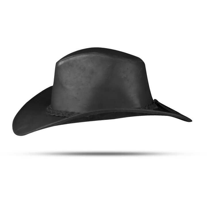 Hadzam - Wholesale Cowboy Hat - Unisex - Unisex Black Shapeable Wide Brim Western Leather Cowboy Hat3