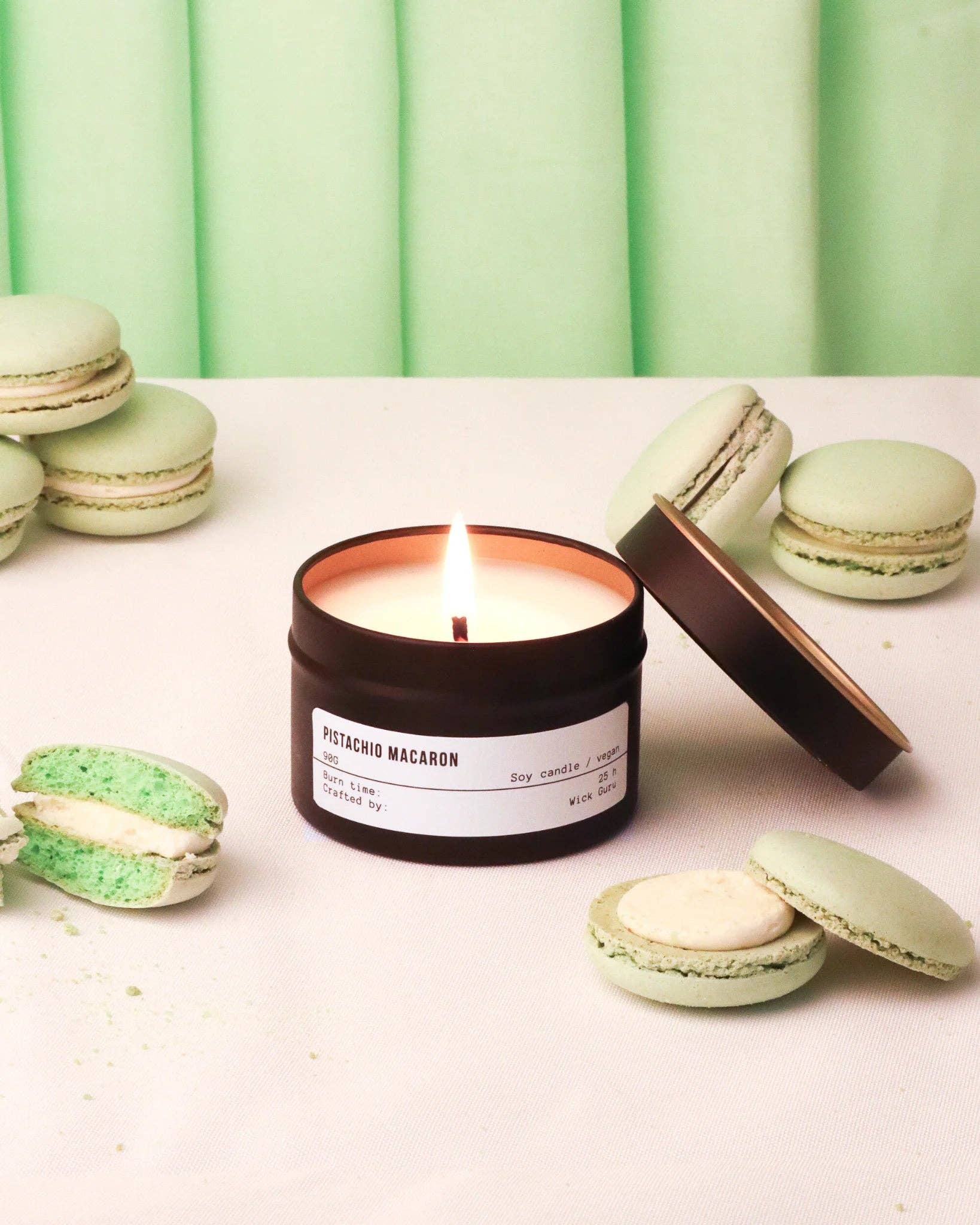 Wick Guru - Wholesale Jar/Filled Candle - Pistachio Macaron Soy Candle – Dessert Gift, Gift for Mum1