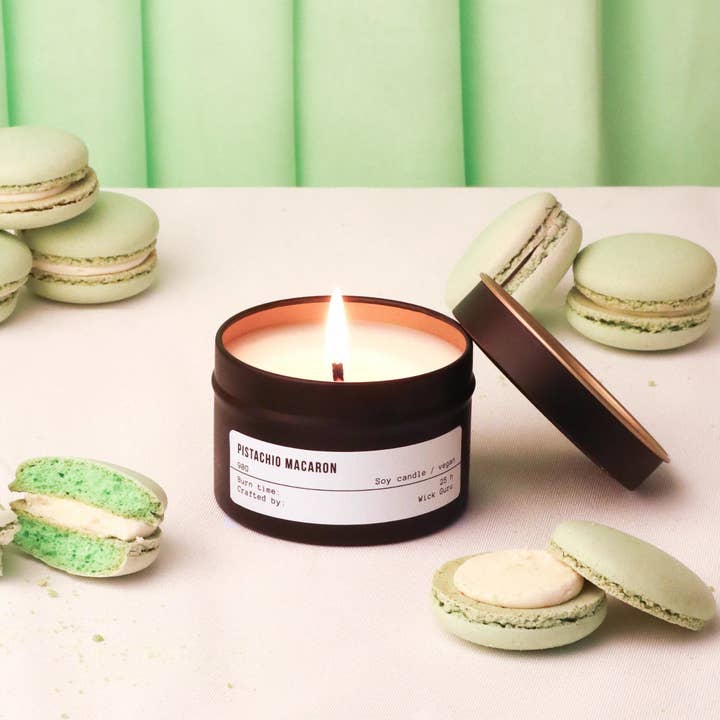 Wick Guru - Wholesale Jar/Filled Candle - Pistachio Macaron Soy Candle – Dessert Gift, Gift for Mum1