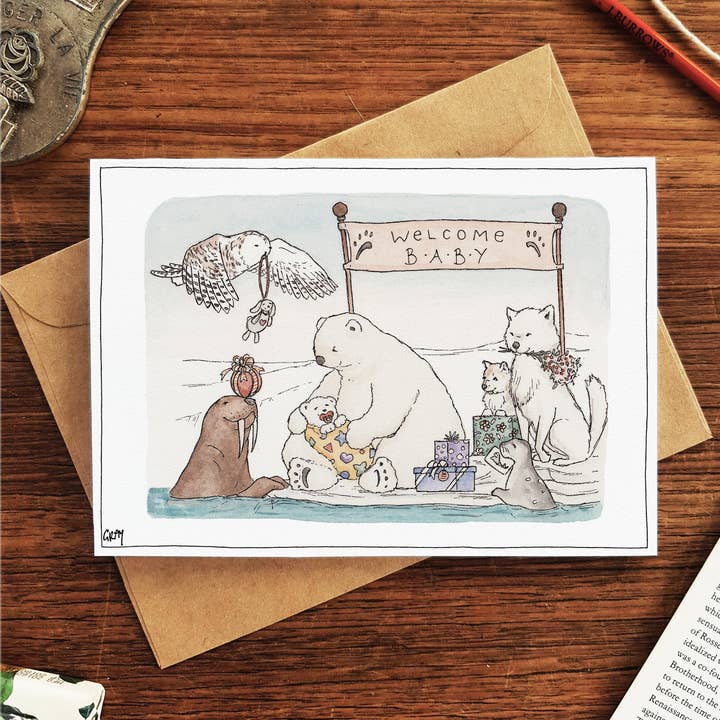 Cool Baby Shower - Greeting Card for wholesale by Erlenmeyer Art